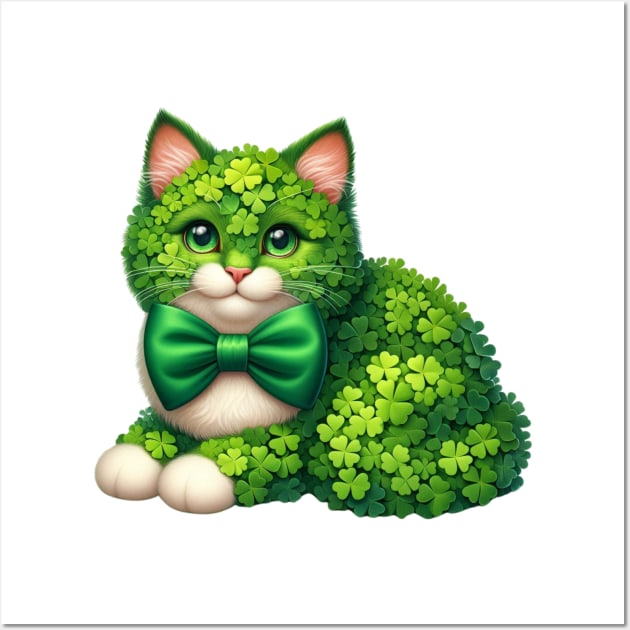 Clover Turkish Van Cat St Patricks Day Wall Art by Chromatic Fusion Studio